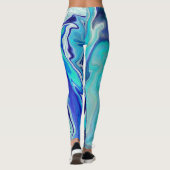 Blauwe en Blauwgroen marmergolven Leggings (Achterkant)
