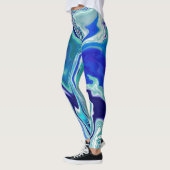Blauwe en Blauwgroen marmergolven Leggings (Links)