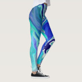 Blauwe en Blauwgroen marmergolven Leggings (Rechts)
