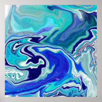 Blauwe en Blauwgroen marmergolven