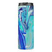Blauwe en Blauwgroen marmergolven Thermosbeker (Achterkant)