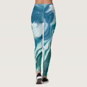 Blauwe en blauwgroen marmervocht KunstLeggings Leggings (Achterkant)