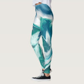 Blauwe en blauwgroen marmervocht KunstLeggings Leggings (Links)