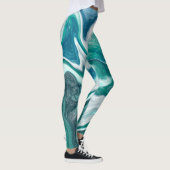 Blauwe en blauwgroen marmervocht KunstLeggings Leggings (Rechts)