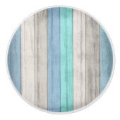 Blauwe en Blauwgroen Nautical Beach Houstripes Keramische Knop (Voorkant)