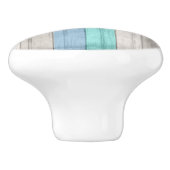 Blauwe en Blauwgroen Nautical Beach Houstripes Keramische Knop (Zijkant)