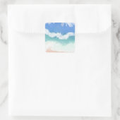 Blauwe en Blauwgroen oceaangolven Vierkante Sticker (Tas)