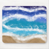 Blauwe en Blauwgroen Ocean Waves Sandy Beach Muismat (Voorkant)