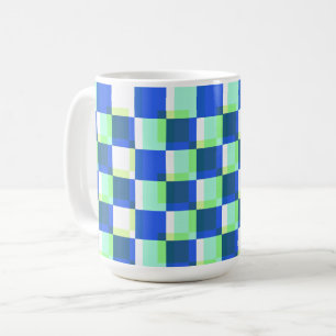 Blauwe en Blauwgroen Retro Square Art Mok Cup