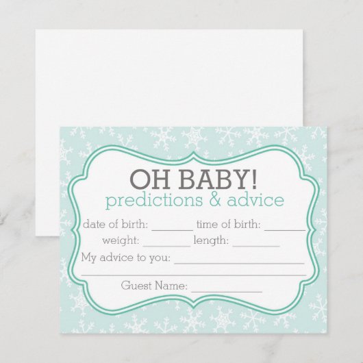 Blauwe en Blauwgroen sneeuwvlokken Voordicaties en Kaart (Voorkant / Achterkant)