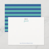 Blauwe en Blauwgroen striped notiecards - set van Notitiekaartje (Voorkant / Achterkant)