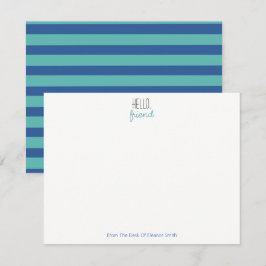 Blauwe en Blauwgroen striped notiecards - set van Notitiekaartje