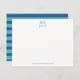 Blauwe en Blauwgroen striped notiecards - set van  Notitiekaartje