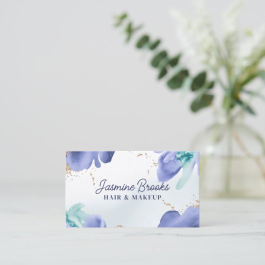 Blauwe en Blauwgroen Waterverf Abstract Visitekaartje (Staand voorkant)