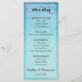 Blauwe en Blauwgroen Waterverf met het Mandala Wed Menu (Voorkant)