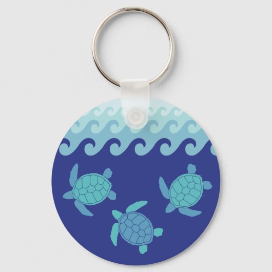 Blauwe en Blauwgroen Zee Sleutelhanger (Voorkant)