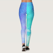 Blauwe en Blauwgroen Zeemeermin Waterverf Leggings (Achterkant)