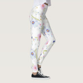 Blauwe en Bleke roze bloemen Leggings (Rechts)