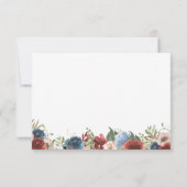 Blauwe en Bourgondische Waterverf bruiloft reactie RSVP Kaartje (Achterkant)