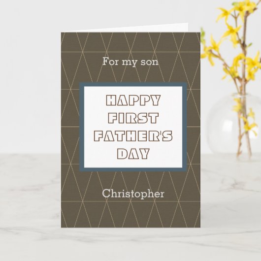 Blauwe en bruine 1-de-Vaderdag zoon Kaart (Gele Bloem)