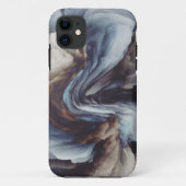 Blauwe en bruine abstracte verftelefoondozen Case-Mate iPhone case (Achterkant)