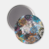 Blauwe en bruine bloem magneet (Voorkant / Achterkant)