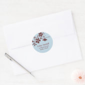 Blauwe en bruine bloesems, Adresetiketten Ronde Sticker (Envelop)