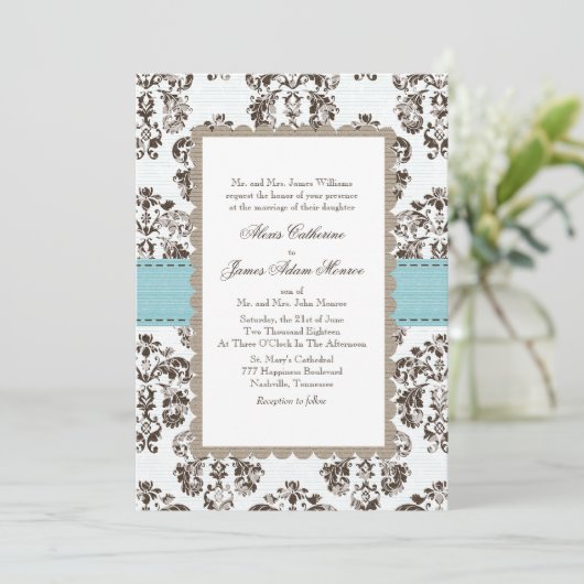 Blauwe en bruine bruine bruingevechtsuitnodigingen kaart (Staand voorkant)