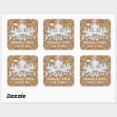 Blauwe en bruine Damask-handelier-Stickers Vierkante Sticker (Vel)