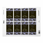 Blauwe en bruine Damask Wedding Mini Wine Labels (Full Sheet)