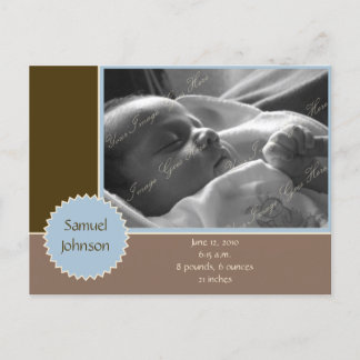 Blauwe en bruine foto () aankondigingskaart