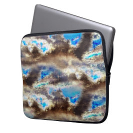 Blauwe en bruine gekleurde textuur in een ruwe hou laptop sleeve