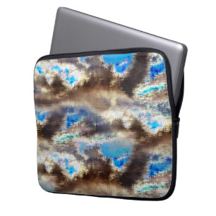 Blauwe en bruine gekleurde textuur in een ruwe hou laptop sleeve