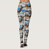 Blauwe en bruine gekleurde textuur in een ruwe hou leggings (Achterkant)