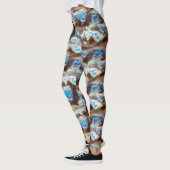 Blauwe en bruine gekleurde textuur in een ruwe hou leggings (Links)