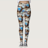 Blauwe en bruine gekleurde textuur in een ruwe hou leggings (Voorkant)