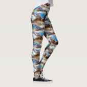 Blauwe en bruine gekleurde textuur in een ruwe hou leggings (Rechts)