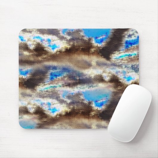 Blauwe en bruine gekleurde textuur in een ruwe hou muismat (Met muis)