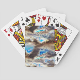 Blauwe en bruine gekleurde textuur in een ruwe hou pokerkaarten