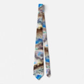 Blauwe en bruine gekleurde textuur in een ruwe hou stropdas (Voorkant)