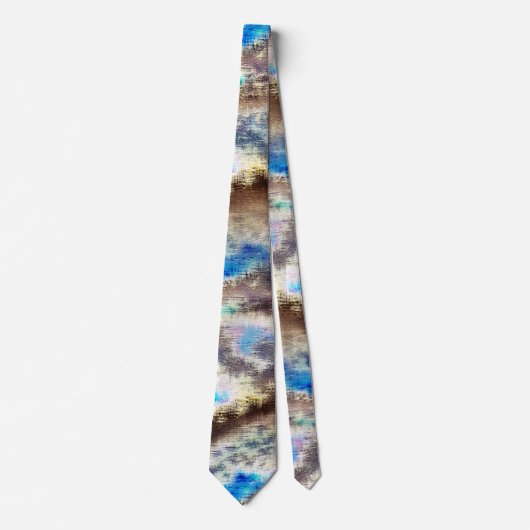 Blauwe en bruine gekleurde textuur in een ruwe hou stropdas (Voorkant)