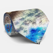 Blauwe en bruine gekleurde textuur in een ruwe hou stropdas (Opgerold)