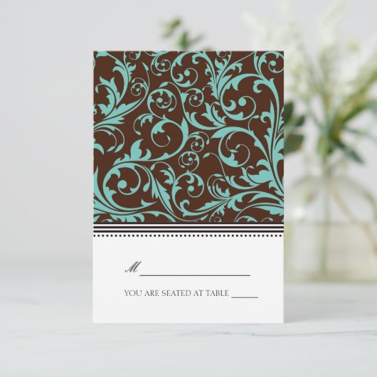 Blauwe en bruine gevouwen tentaart kaart (Staand voorkant)