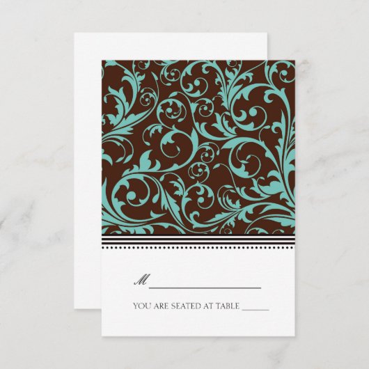 Blauwe en bruine gevouwen tentaart kaart (Voorkant / Achterkant)