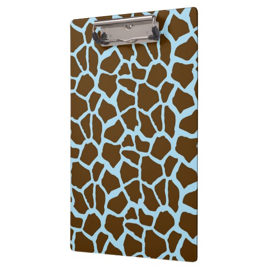 Blauwe en bruine Giraffe Dierenprint Klembord (Links)
