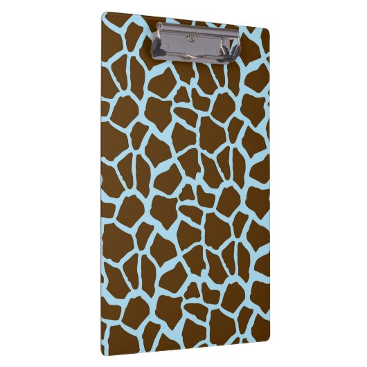 Blauwe en bruine Giraffe Dierenprint Klembord (Rechts)