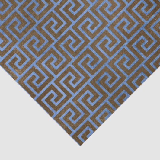 Blauwe en bruine Griekse sleutelontkoppeling Tissuepapier (Detail)