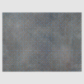 Blauwe en bruine Griekse sleutelontkoppeling Tissuepapier (Voorkant)