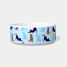 Blauwe en bruine katten voerbakje