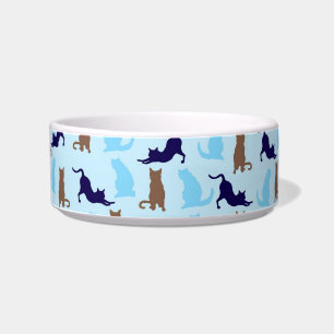 Blauwe en bruine katten voerbakje